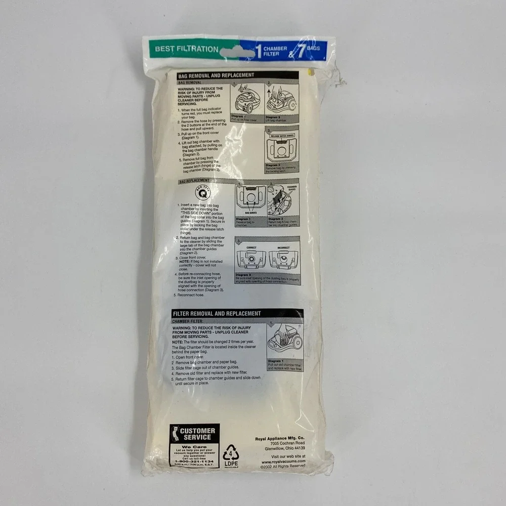 Royal Aire‎ AiroPro 2000 Type Q 7 Vacuum BAGS & 1 Filter New Sealed Package NOS